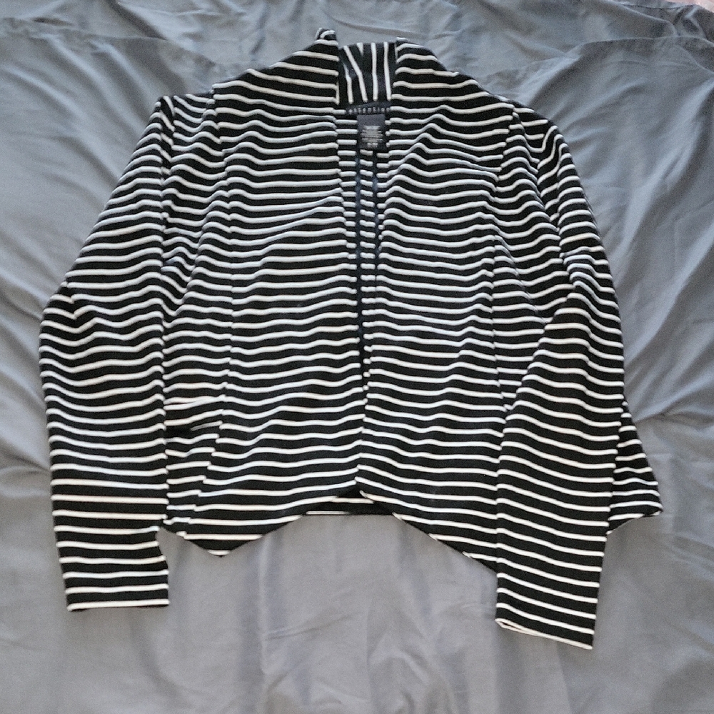 Attention Black and White Striped Blazer